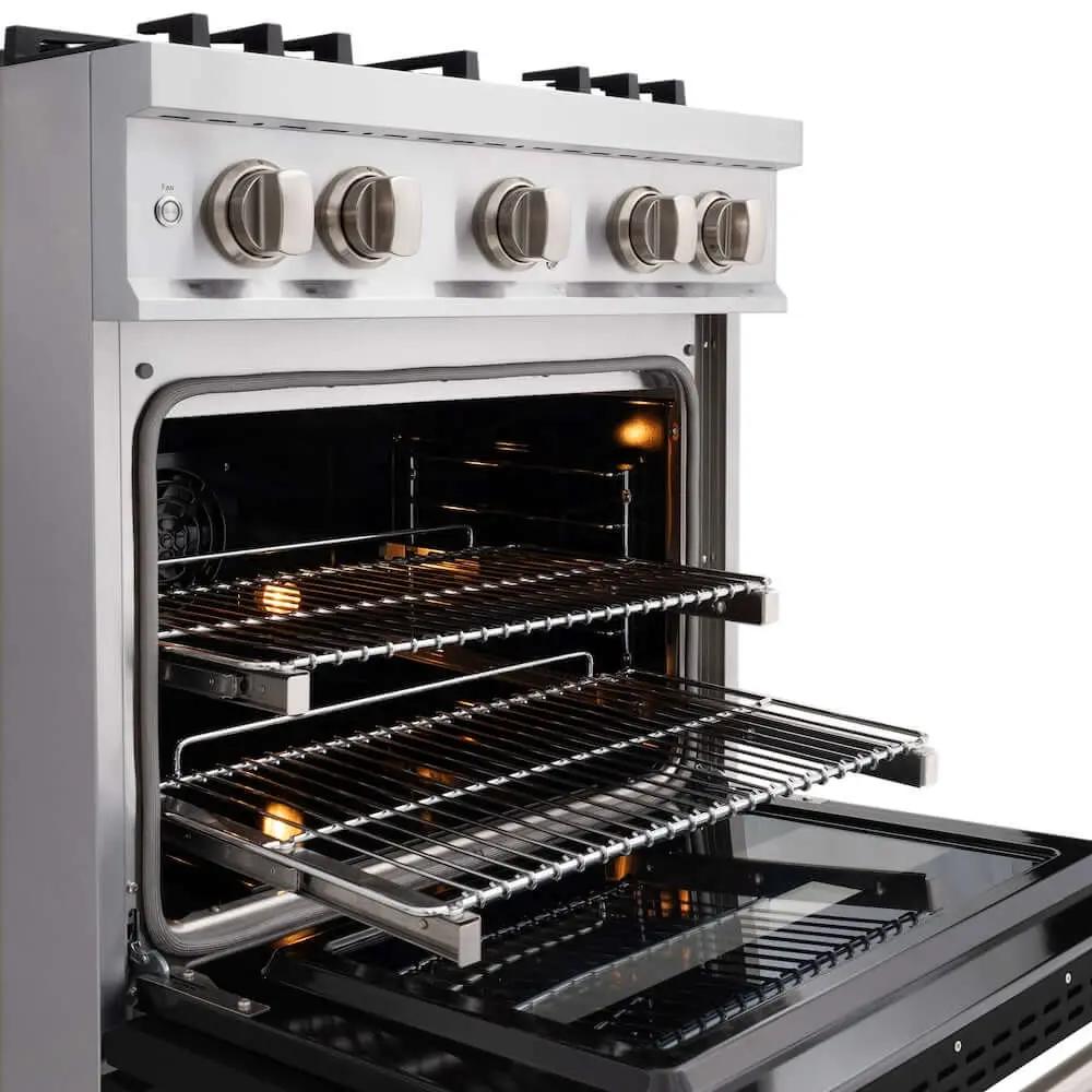 ZLINE 30" Select Dual Fuel Range Gas Cooktop Electric Convection Oven Stainless Steel Black Matte Door HDR-BLM-30 by Farmhouse Kitchen and Bath