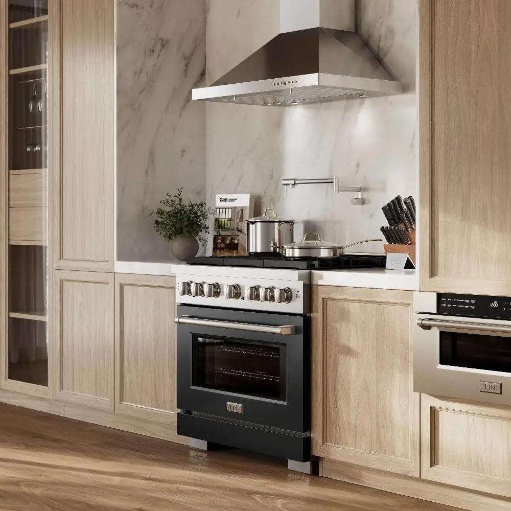 ZLINE 36"Paramount Dual Fuel Range Stainless Steel, Black Matte, SDR-BLM-36 by Farmhouse Kitchen and Bath