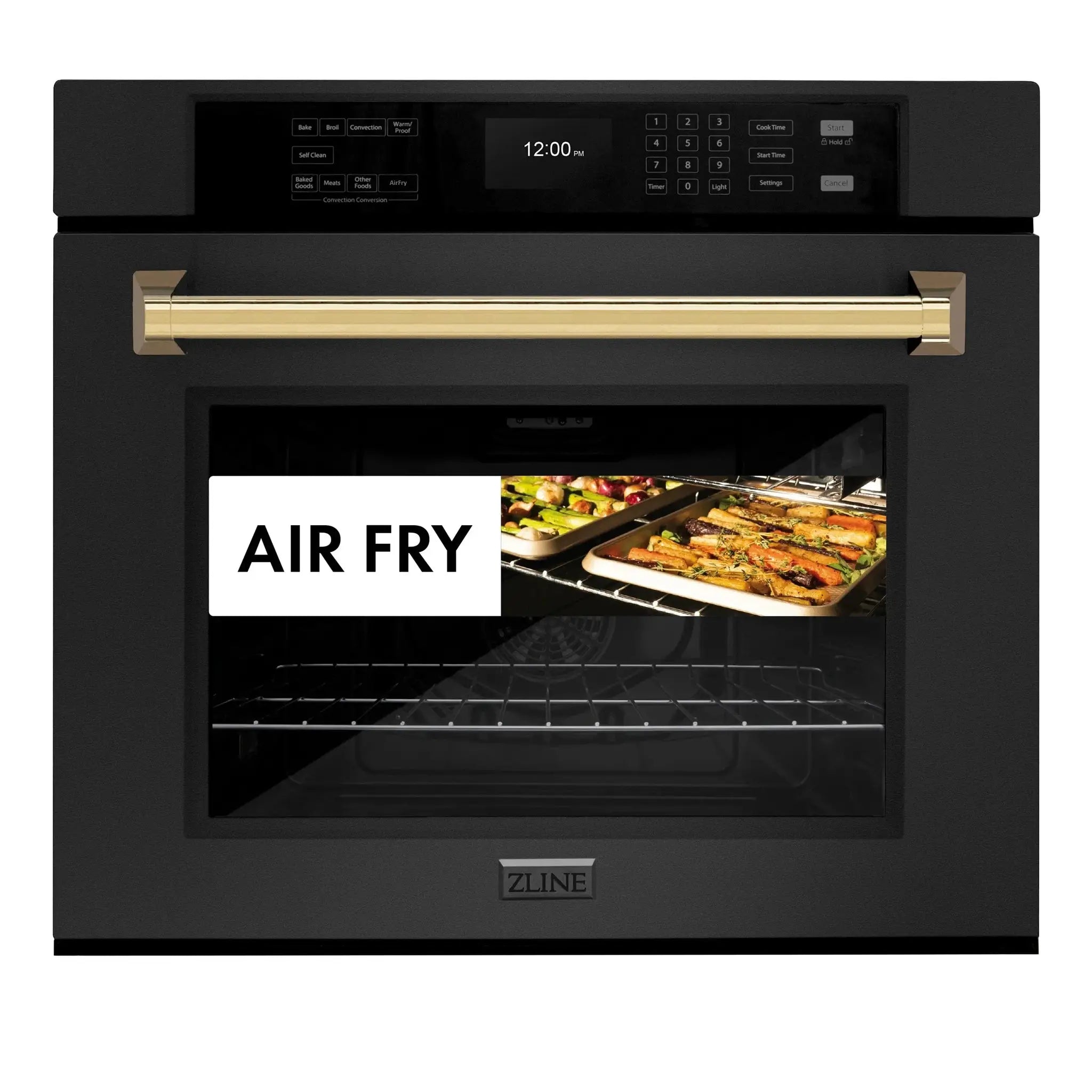 ZLINE 30 ". Professional True Convection Single Wall Oven, Air Fry, Self Clean, Black Stainless Steel, Gold WASBZ-30-G by Farmhouse Kitchen and Bath