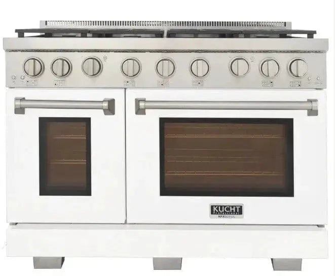 Kucht 48" Freestanding Professional Gas Range Liquid Propane KFX4800X/LP-W by Farmhouse Kitchen and Bath