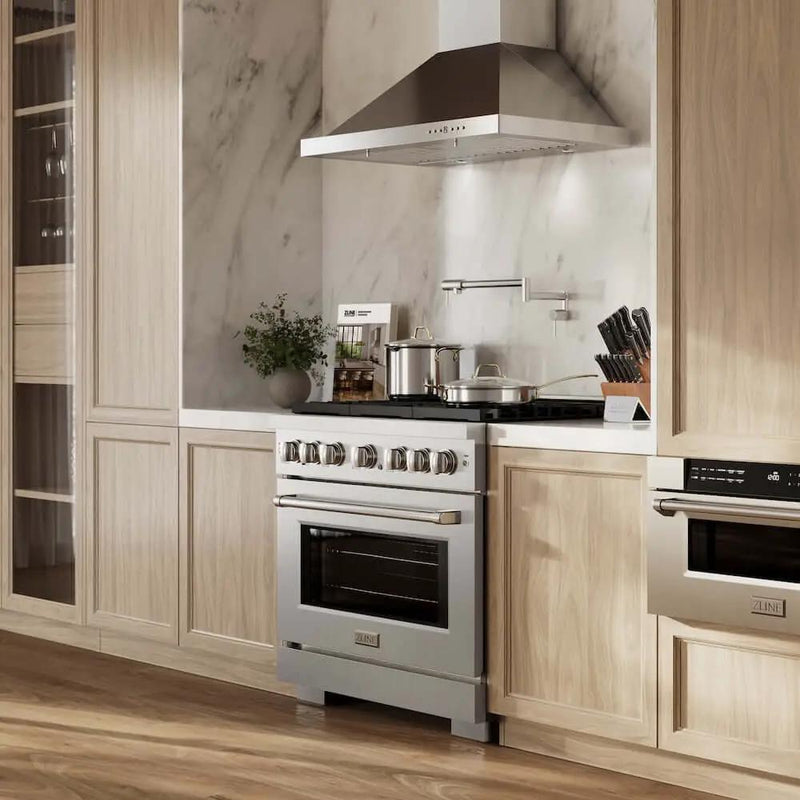 ZLINE 36"Gas Range, Convection Gas Oven , DuraSnow® Brass Burners, SGRS-BR-36 by Farmhouse Kitchen and Bath