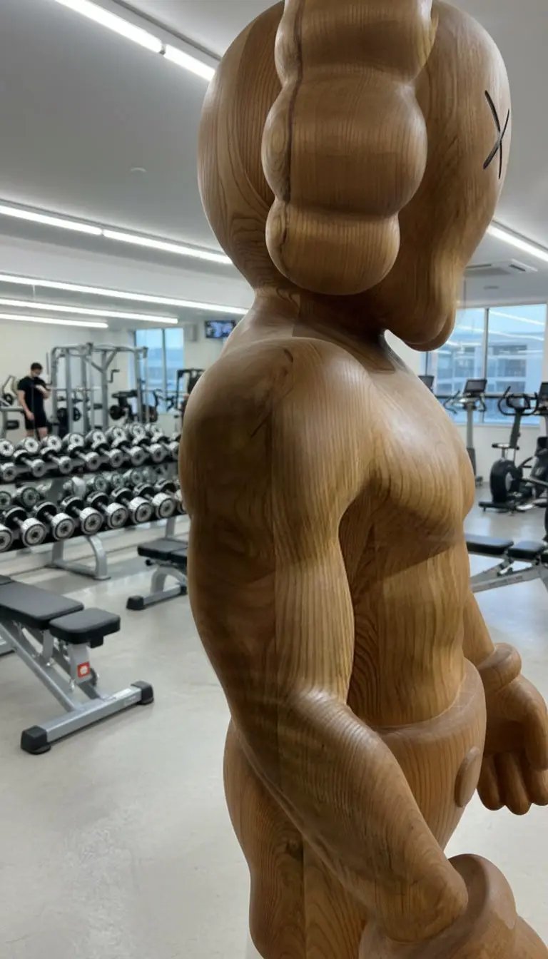 Muscular Wooden Sculpture – Gym & Fitness Art Decor by Gizz