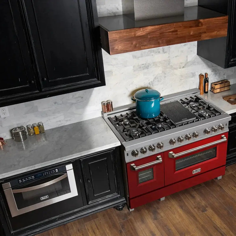 ZLINE 48" Bundle Range RAS-RG-48 & Range Hood 8654RG-48, 2KP-RASRGRH48 by Farmhouse Kitchen and Bath