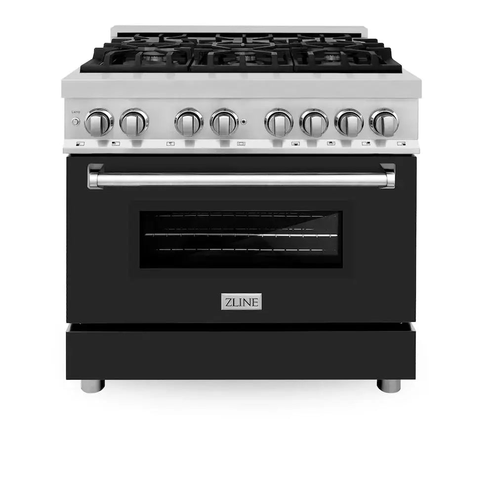 ZLINE 36" Bundle Range RA-BLM-36 & Wall Range Hood KB-36, 2KP-RABLMRH36 by Farmhouse Kitchen and Bath