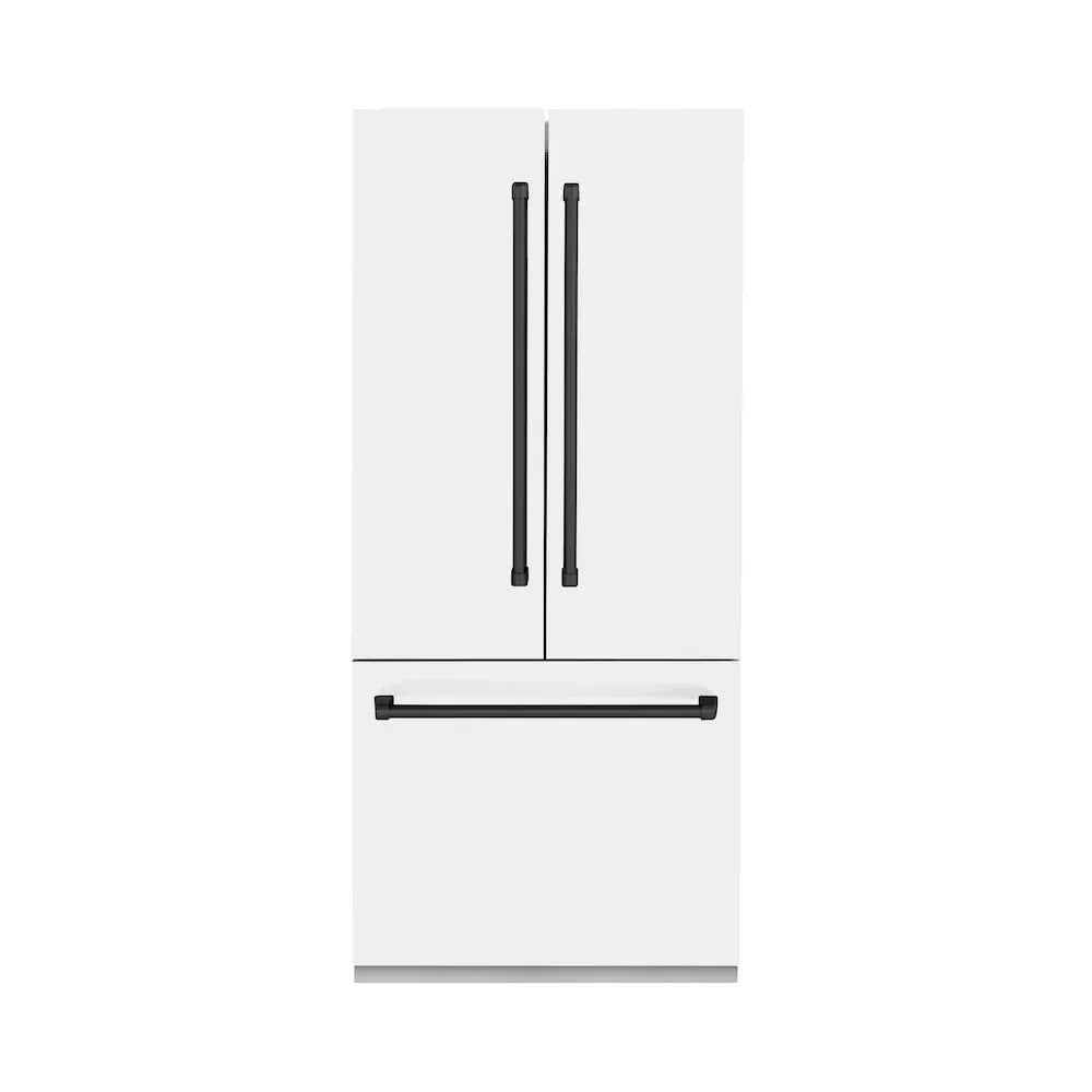 ZLINE Autograph Edition French Door Refrigerator, Internal Water, Ice Dispenser, White Matte, Champagne Bronze Accents RBIVZ-WM by Farmhouse Kitchen and Bath