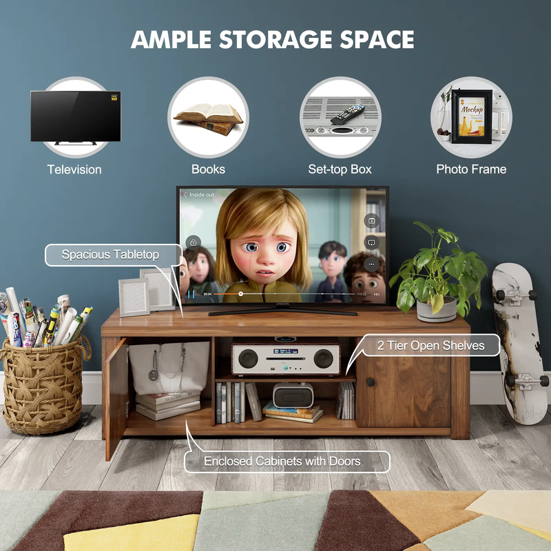 Classic Style TV Console Cabinet for 65-Inch TV with 2 Cable Management Holes by DirectDeals