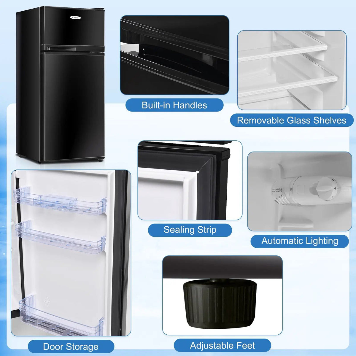 2 Doors Cold-rolled Sheet Compact Refrigerator by DirectDeals