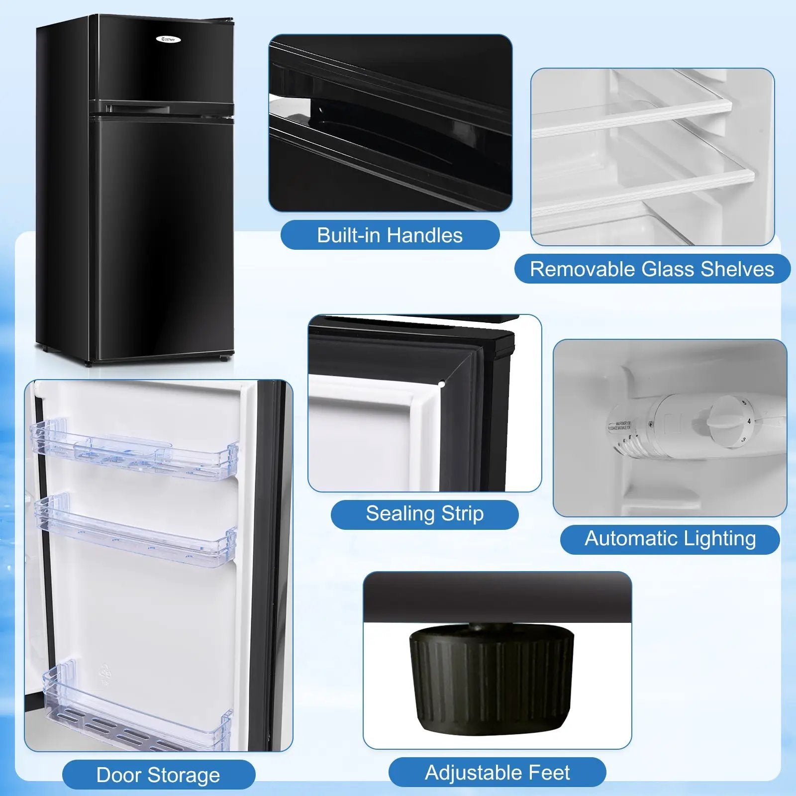 2 Doors Cold-rolled Sheet Compact Refrigerator by DirectDeals