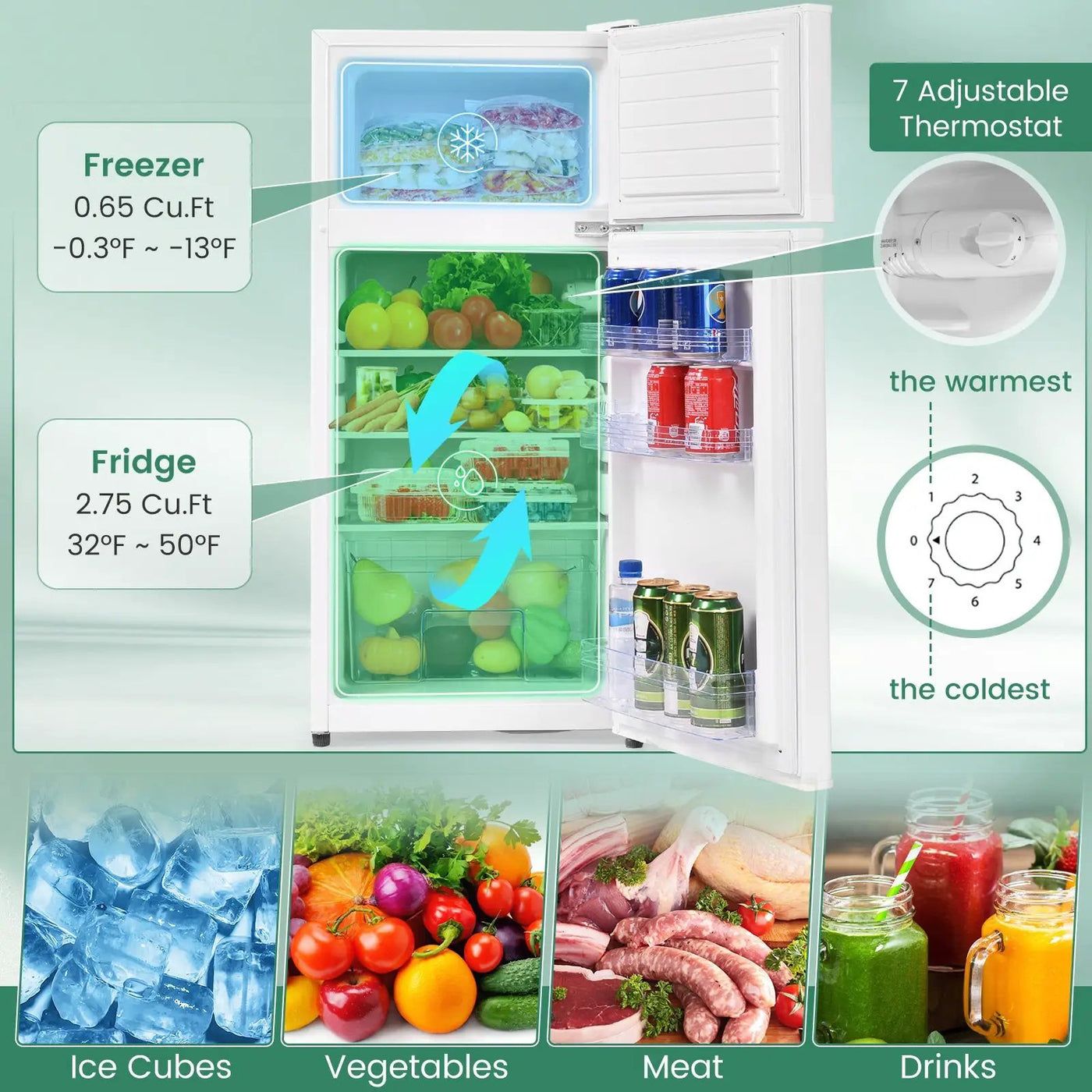 2 Doors Cold-rolled Sheet Compact Refrigerator by DirectDeals