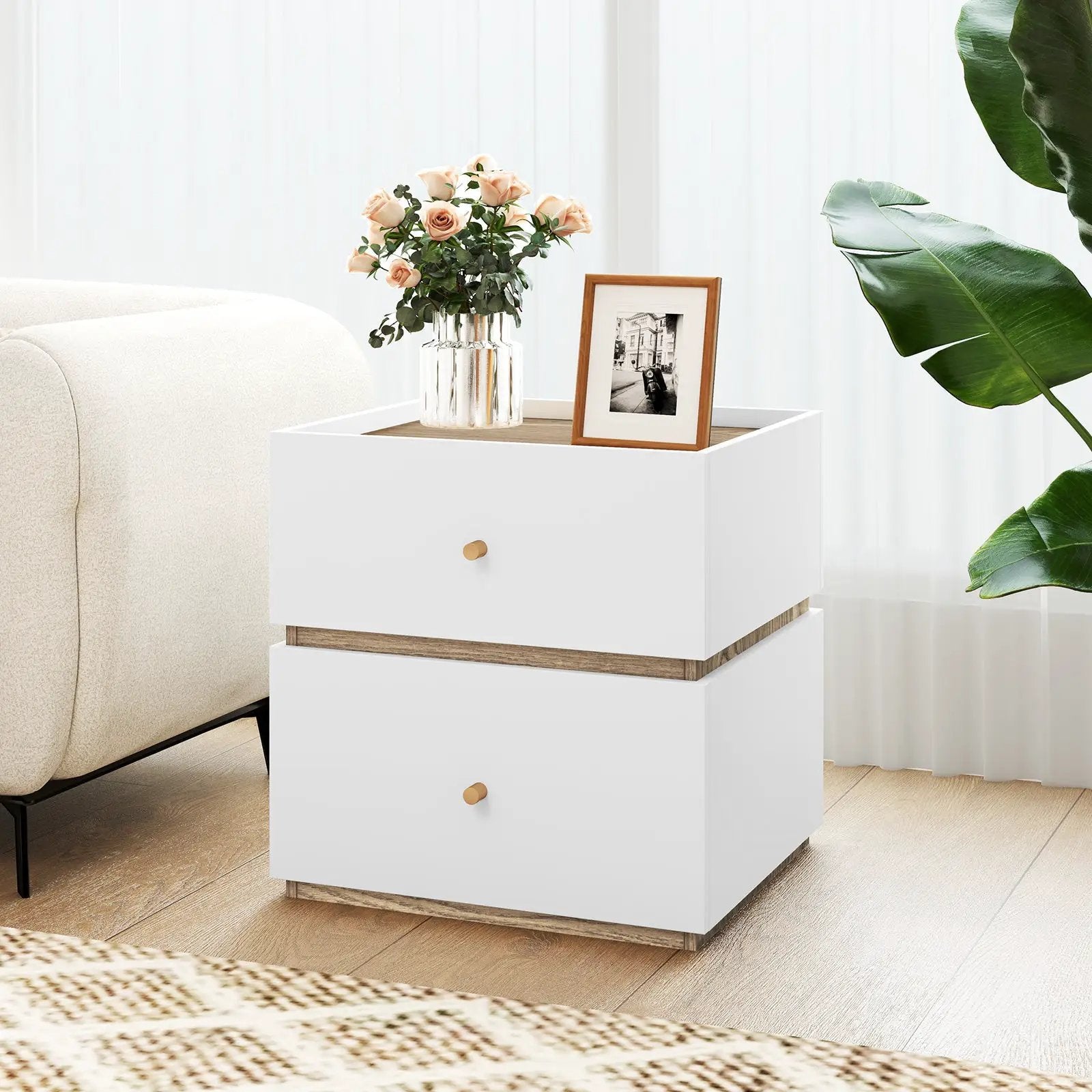 2-Drawer Modern Nightstand with Storage for Living Room Bedroom by DirectDeals