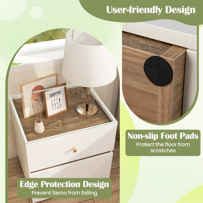 2-Drawer Modern Nightstand with Storage for Living Room Bedroom by DirectDeals