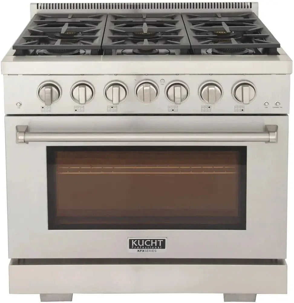 Kucht 36" Freestanding Professional Gas Range KFX3600X-S by Farmhouse Kitchen and Bath