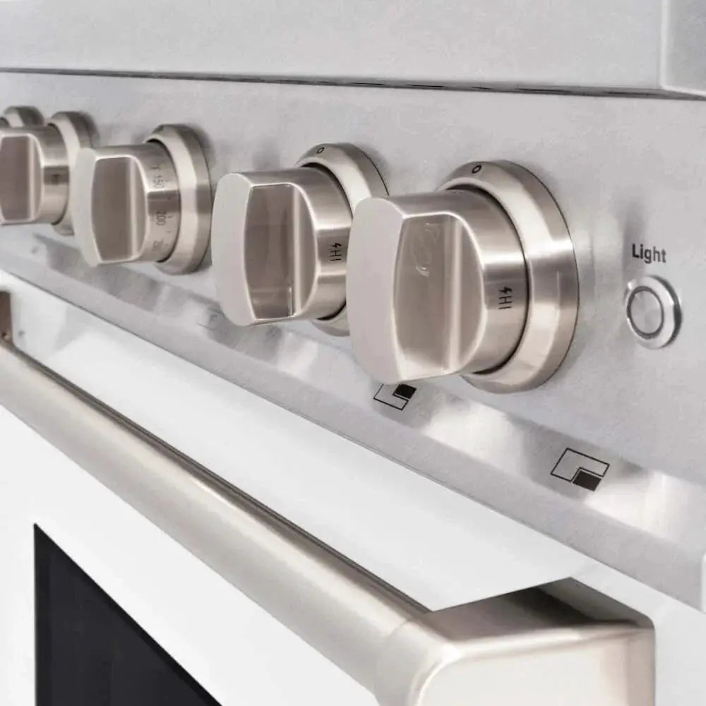 ZLINE 30"Classic Gas Range, Convection Gas Oven, DuraSnow® Stainless Steel, White Matte Door CGRS-WM-30 by Farmhouse Kitchen and Bath