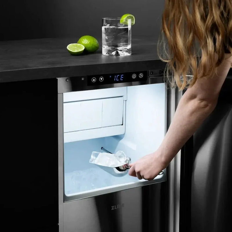 ZLINE 15" Touchstone Gourmet Ice Maker Drain Pump Stainless Steel Door Polished Gold IGMDZ-ST-15-G by Farmhouse Kitchen and Bath