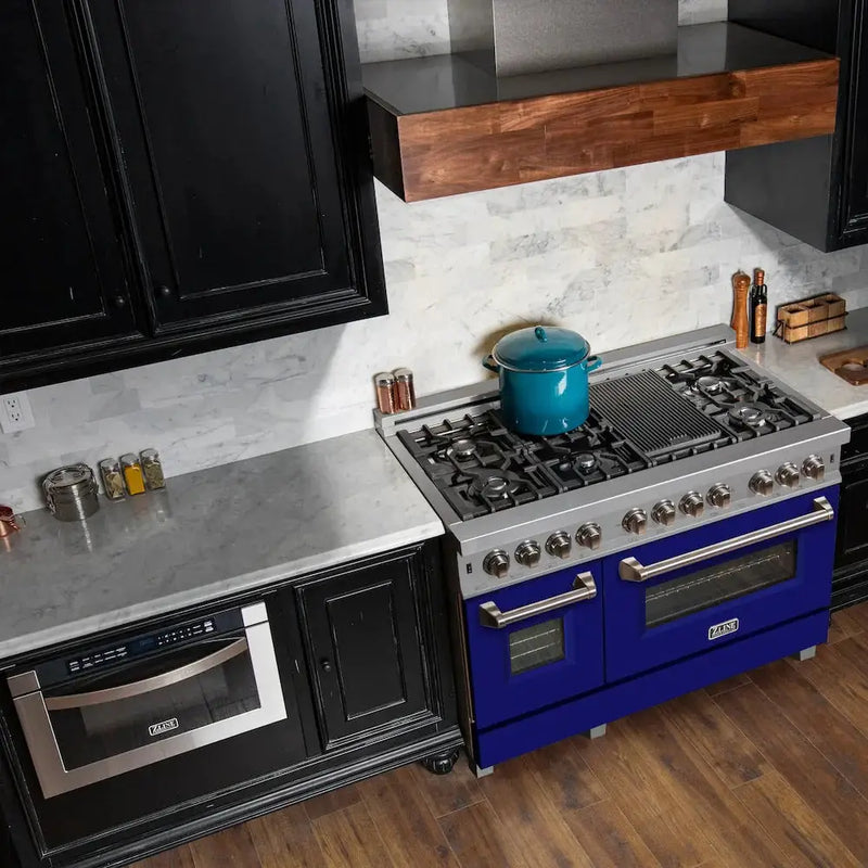 ZLINE 48" Bundle Range RAS-BM-48 & Range Hood 8654BM-48, 2KP-RASBMRH48 by Farmhouse Kitchen and Bath