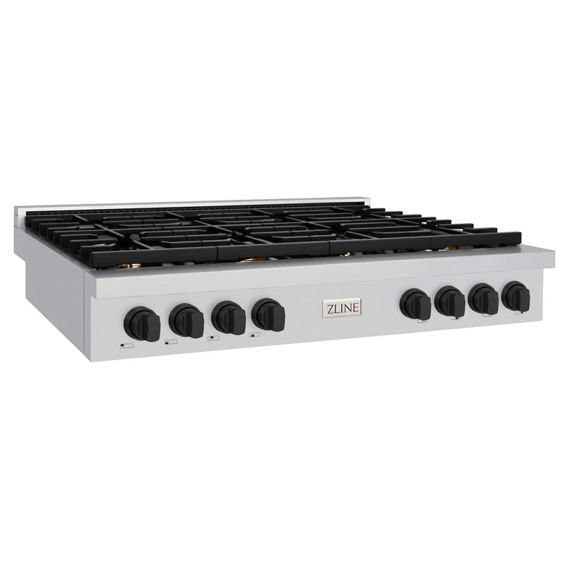 ZLINE 48" Paramount Gas Rangetop Stainless Steel Matte Black SRTZ-48-MB by Farmhouse Kitchen and Bath