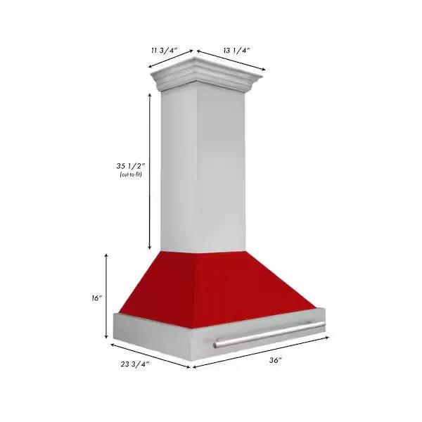 ZLINE 36" Autograph Stainless Red Gloss Wall Range Hood 8654STX-RG-36 by Farmhouse Kitchen and Bath