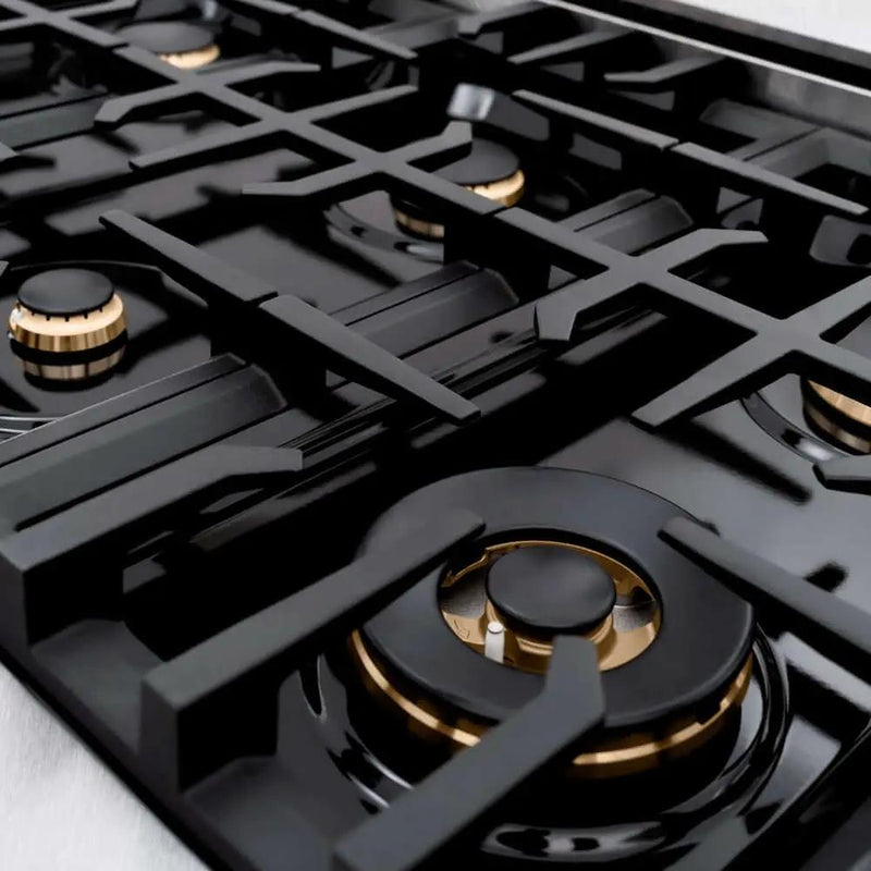 ZLINE 48" Select Dual Fuel Range Gas Cooktop Electric Convection Oven DuraSnow® Stainless Steel Champagne Bronze HDRSZ-48-CB by Farmhouse Kitchen and Bath