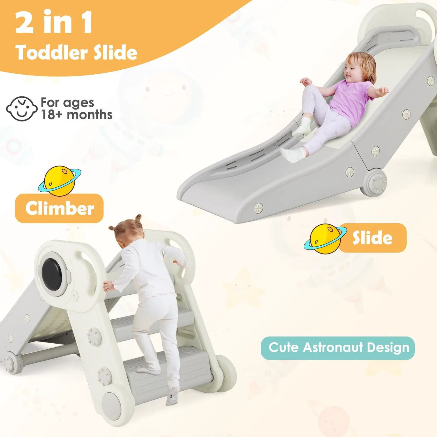 2 in 1 Baby Slide with Climber for Toddlers Age 18+ Months by DirectDeals