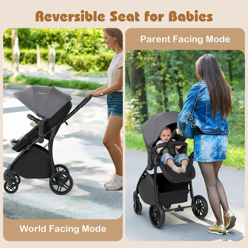 2-in-1 Baby Stroller with Bassinet Mode and Reversible Seat by DirectDeals
