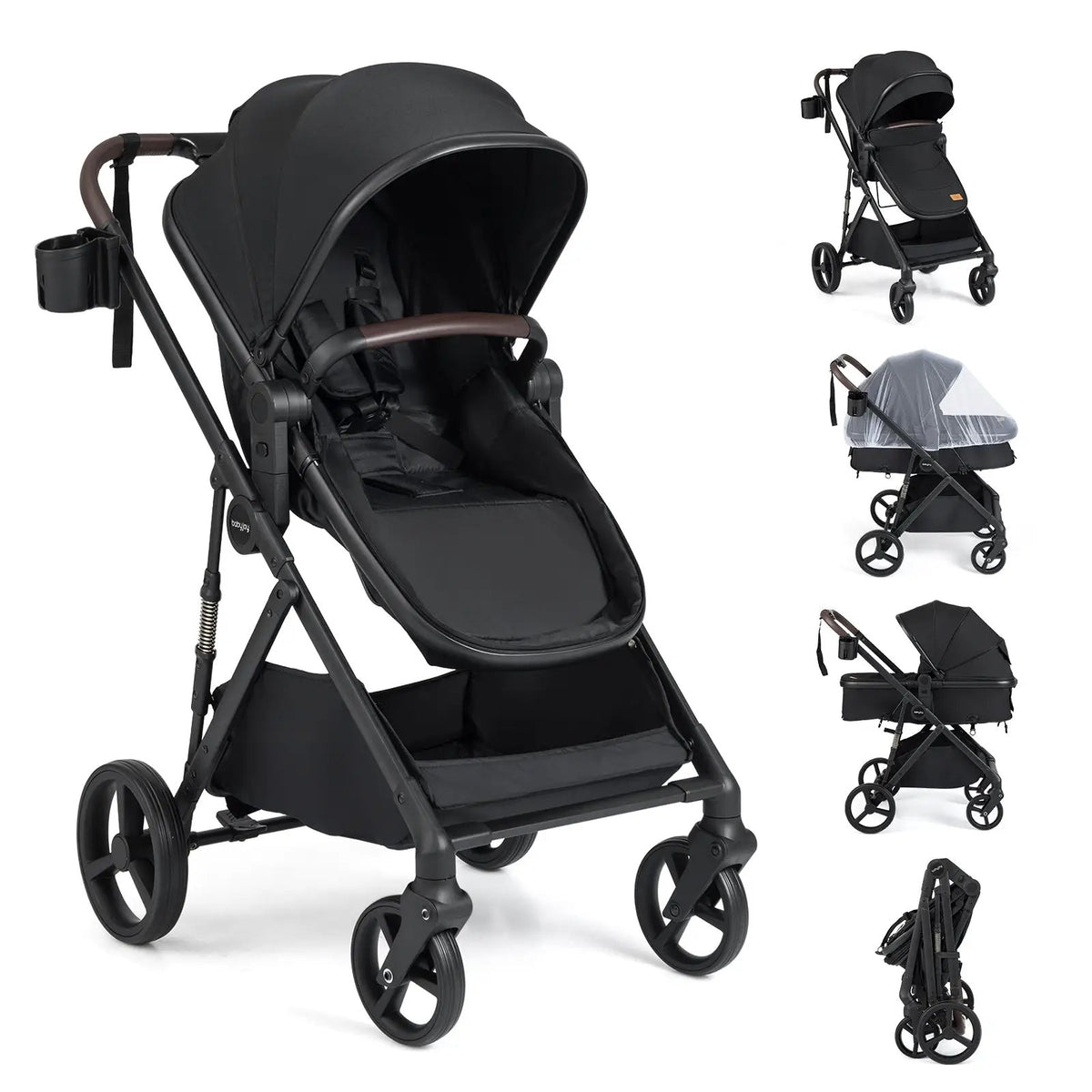 2 in 1 Baby Stroller with Bassinet Mode High Landscape with Reversible Seat and Canopy by DirectDeals