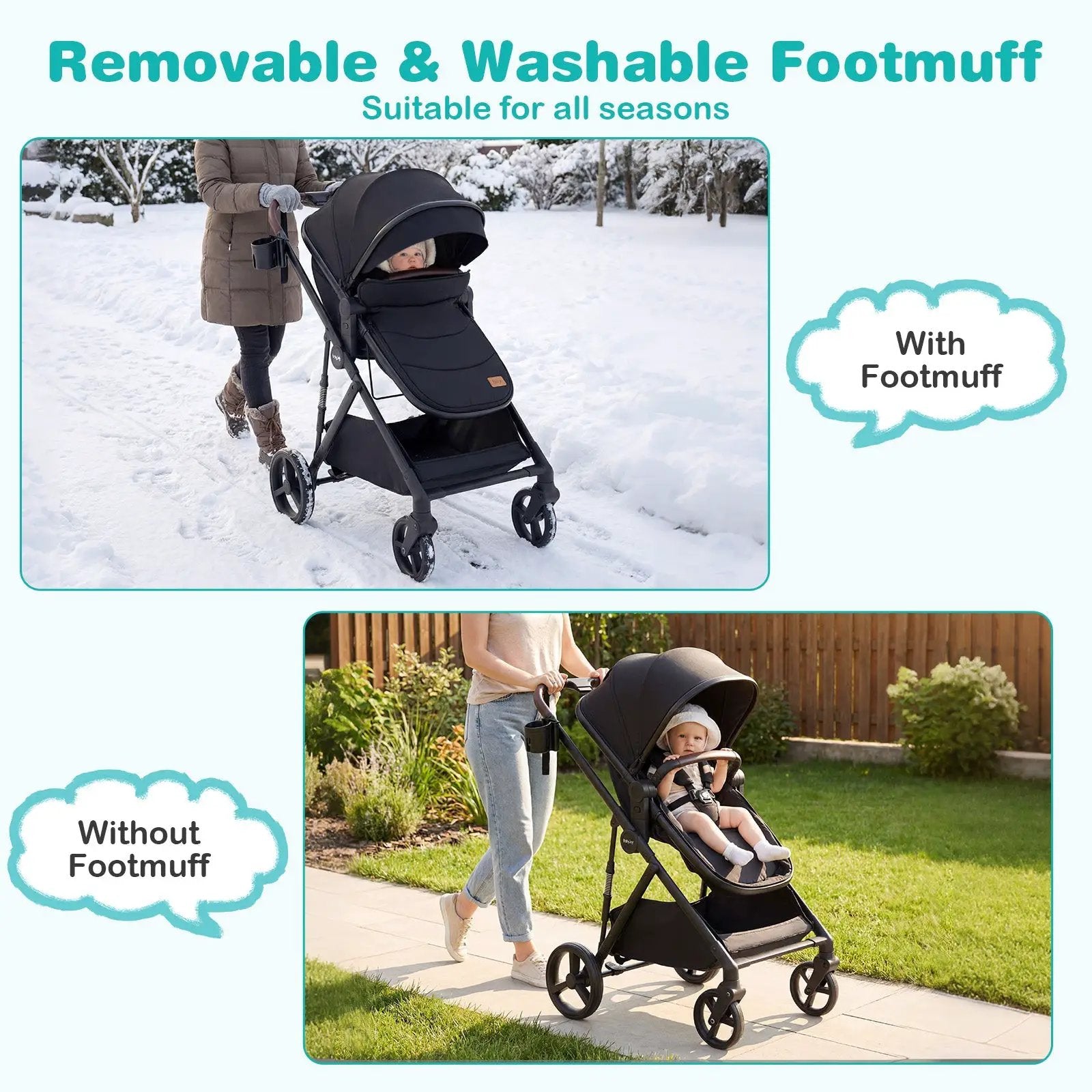 2 in 1 Baby Stroller with Bassinet Mode High Landscape with Reversible Seat and Canopy by DirectDeals