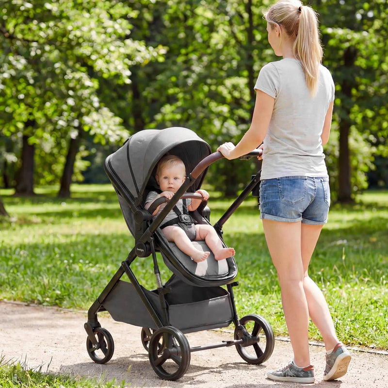2 in 1 Baby Stroller with Bassinet Mode High Landscape with Reversible Seat and Canopy by DirectDeals