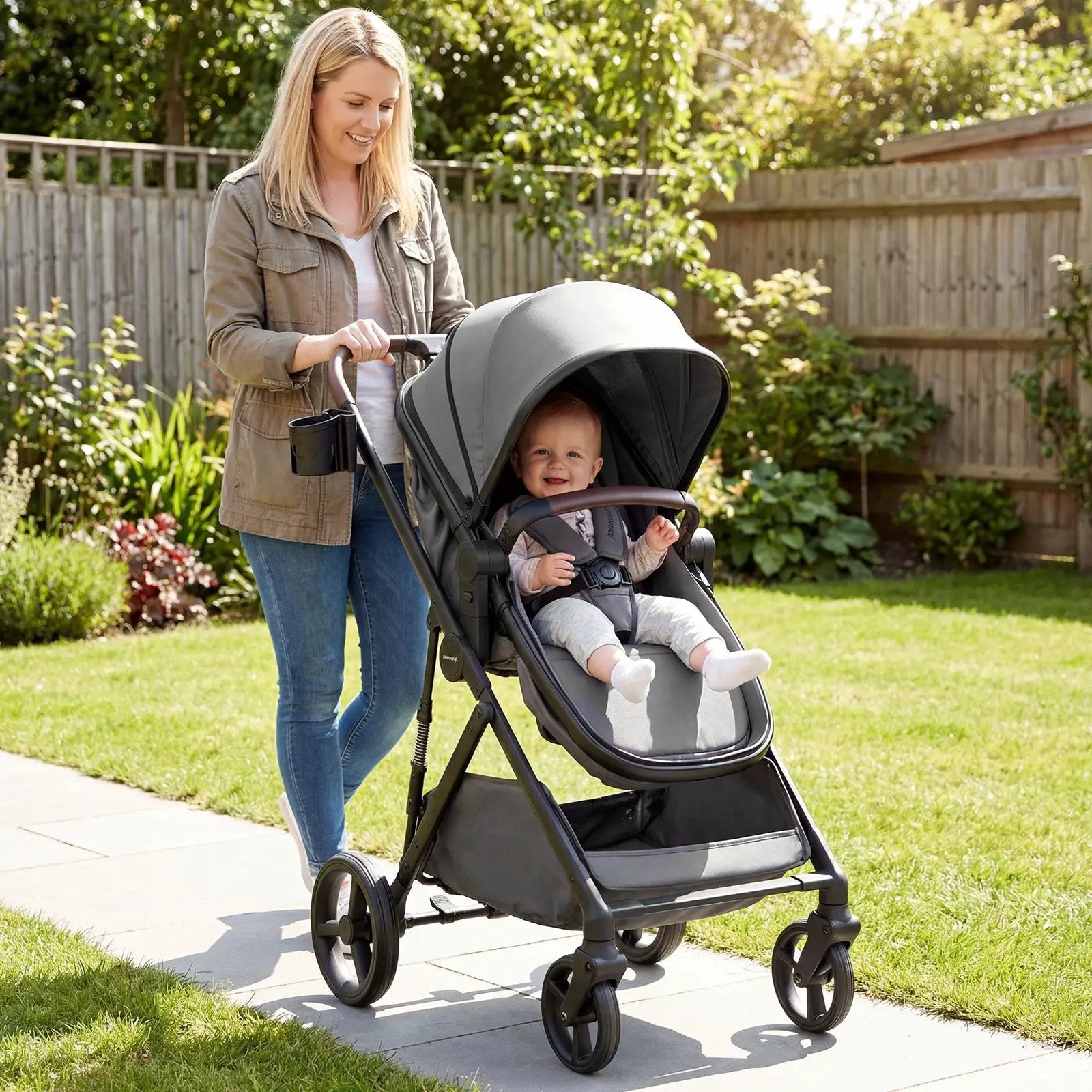 2 in 1 Baby Stroller with Bassinet Mode High Landscape with Reversible Seat and Canopy by DirectDeals