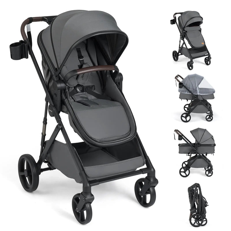 2 in 1 Baby Stroller with Bassinet Mode High Landscape with Reversible Seat and Canopy by DirectDeals