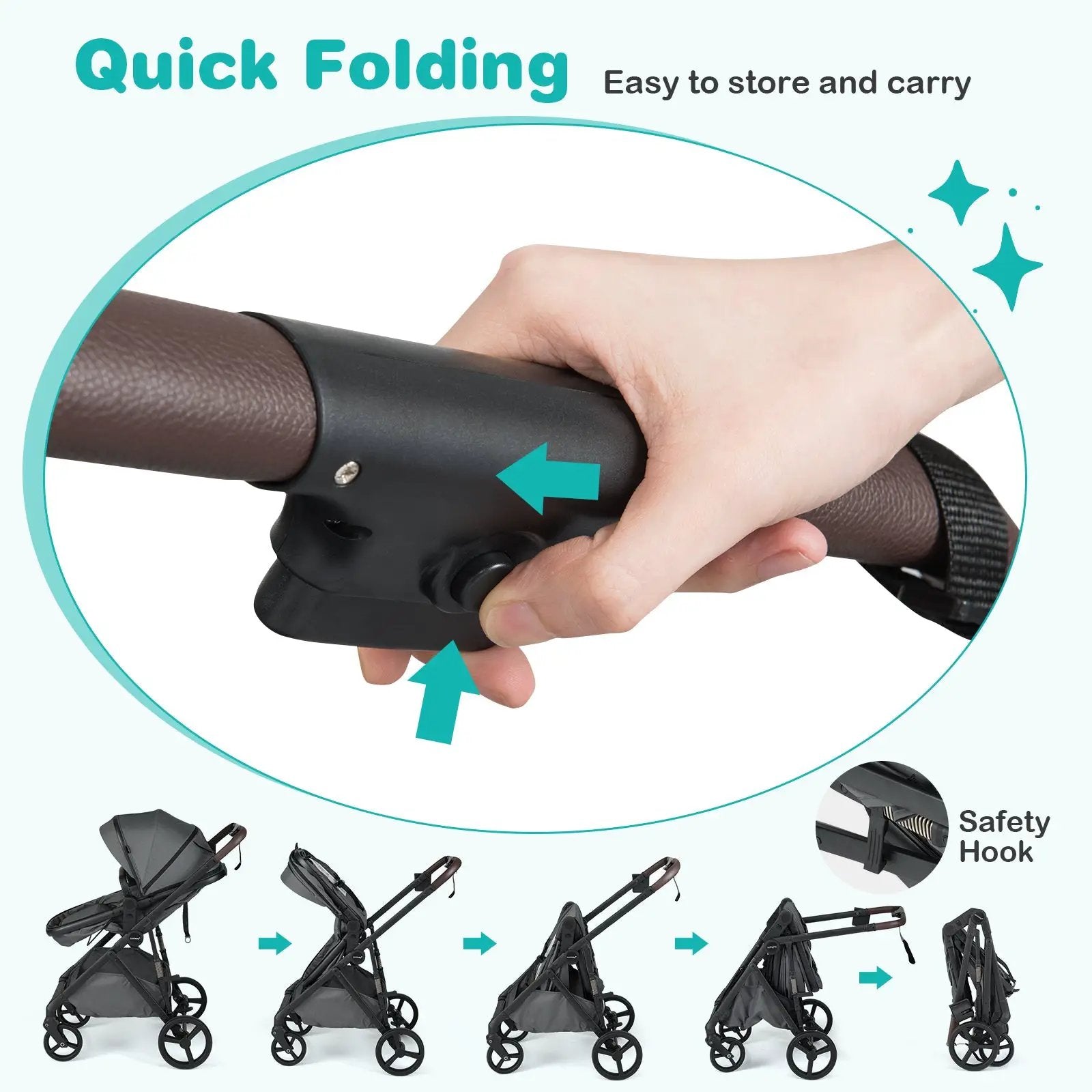 2 in 1 Baby Stroller with Bassinet Mode High Landscape with Reversible Seat and Canopy by DirectDeals