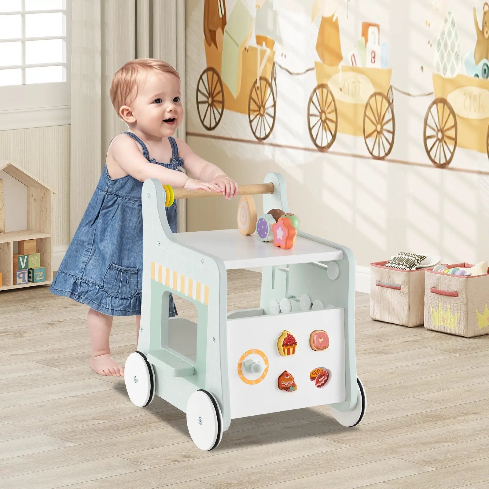 2-in-1 Baby Walker with Storage and Ice Creams for 1+ Years Old by DirectDeals