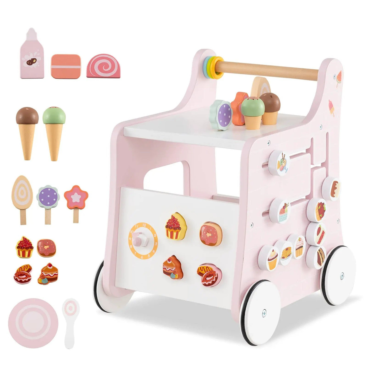 2-in-1 Baby Walker with Storage and Ice Creams for 1+ Years Old by DirectDeals