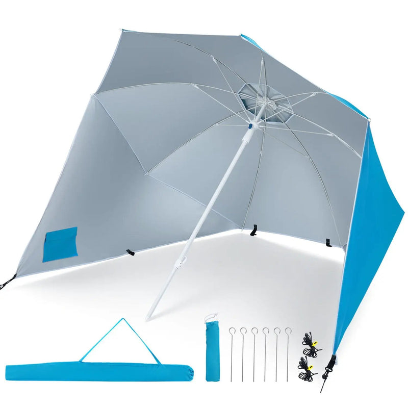 Beach Shelter Umbrella with Side Panels UPF 50+ 6.5 ft by DirectDeals