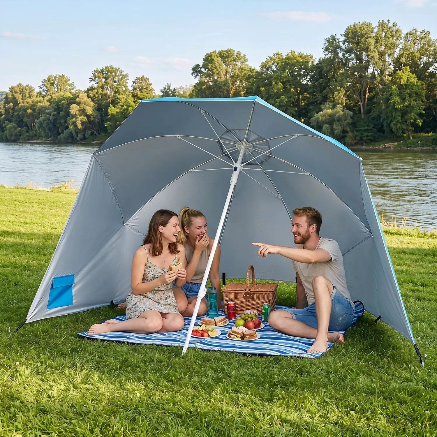 Beach Shelter Umbrella with Side Panels UPF 50+ 6.5 ft by DirectDeals