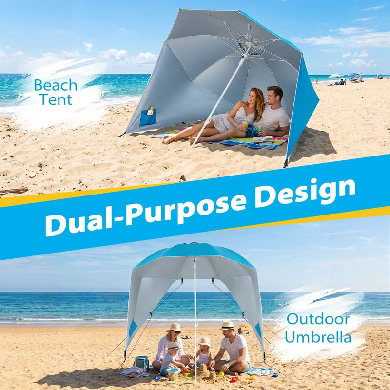 Beach Shelter Umbrella with Side Panels UPF 50+ 6.5 ft by DirectDeals