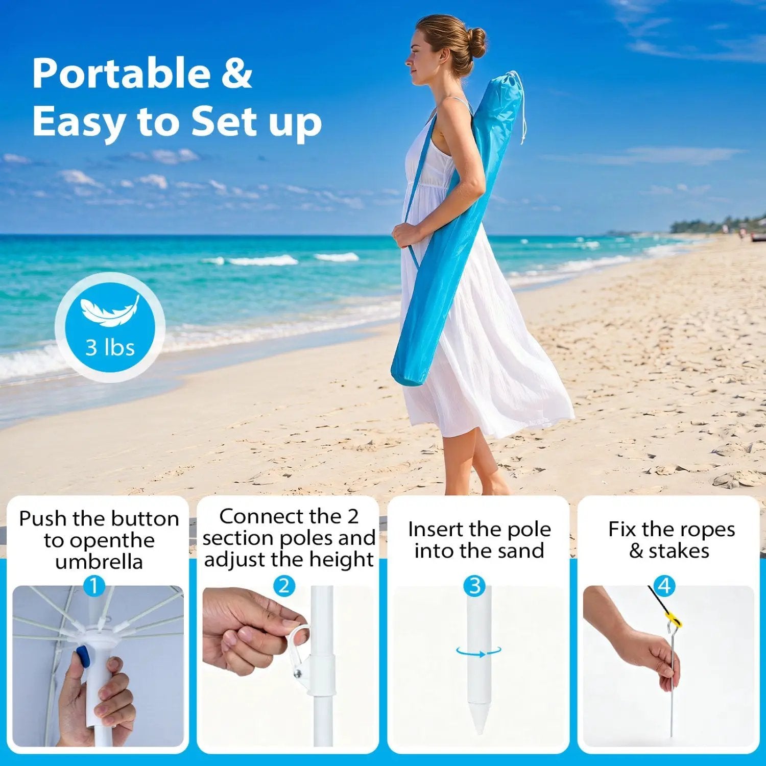 Beach Shelter Umbrella with Side Panels UPF 50+ 6.5 ft by DirectDeals