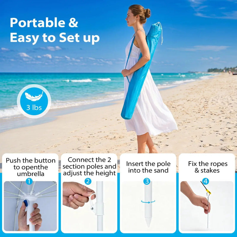 Beach Shelter Umbrella with Side Panels UPF 50+ 6.5 ft by DirectDeals