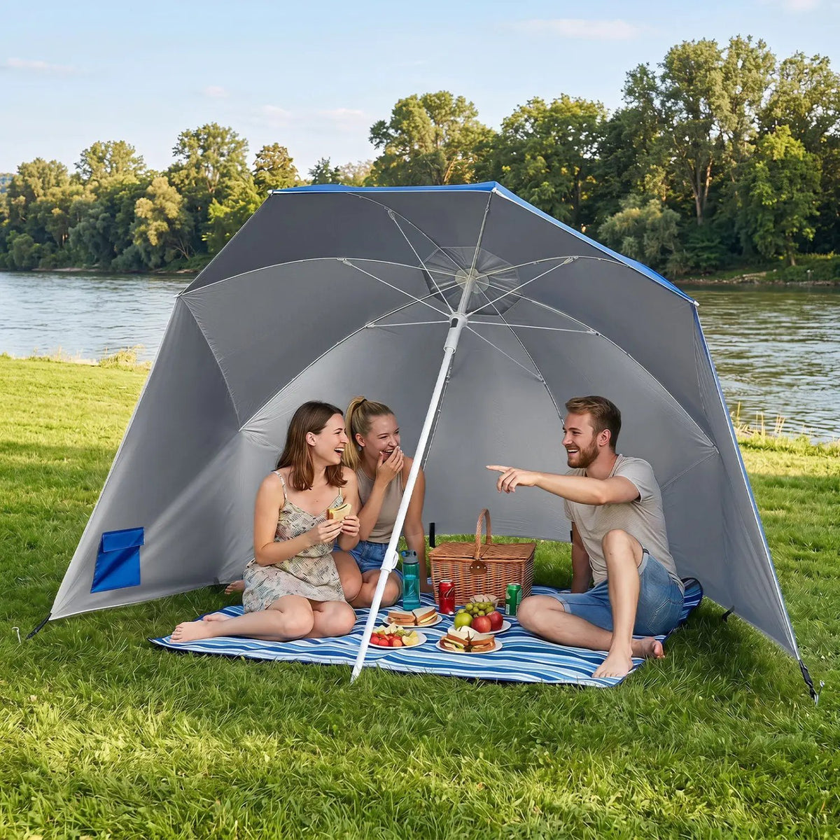 Beach Shelter Umbrella with Side Panels UPF 50+ 6.5 ft by DirectDeals