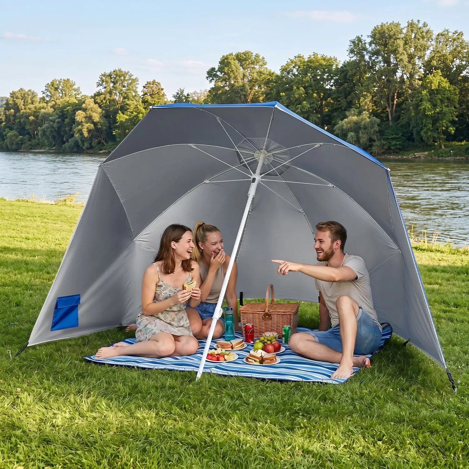 Beach Shelter Umbrella with Side Panels UPF 50+ 6.5 ft by DirectDeals