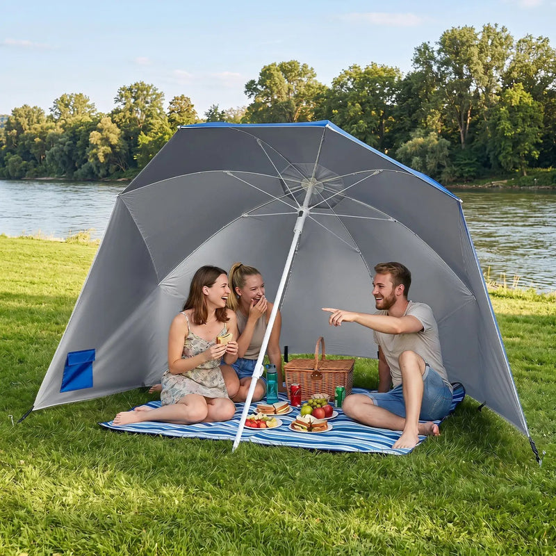 Beach Shelter Umbrella with Side Panels UPF 50+ 6.5 ft by DirectDeals