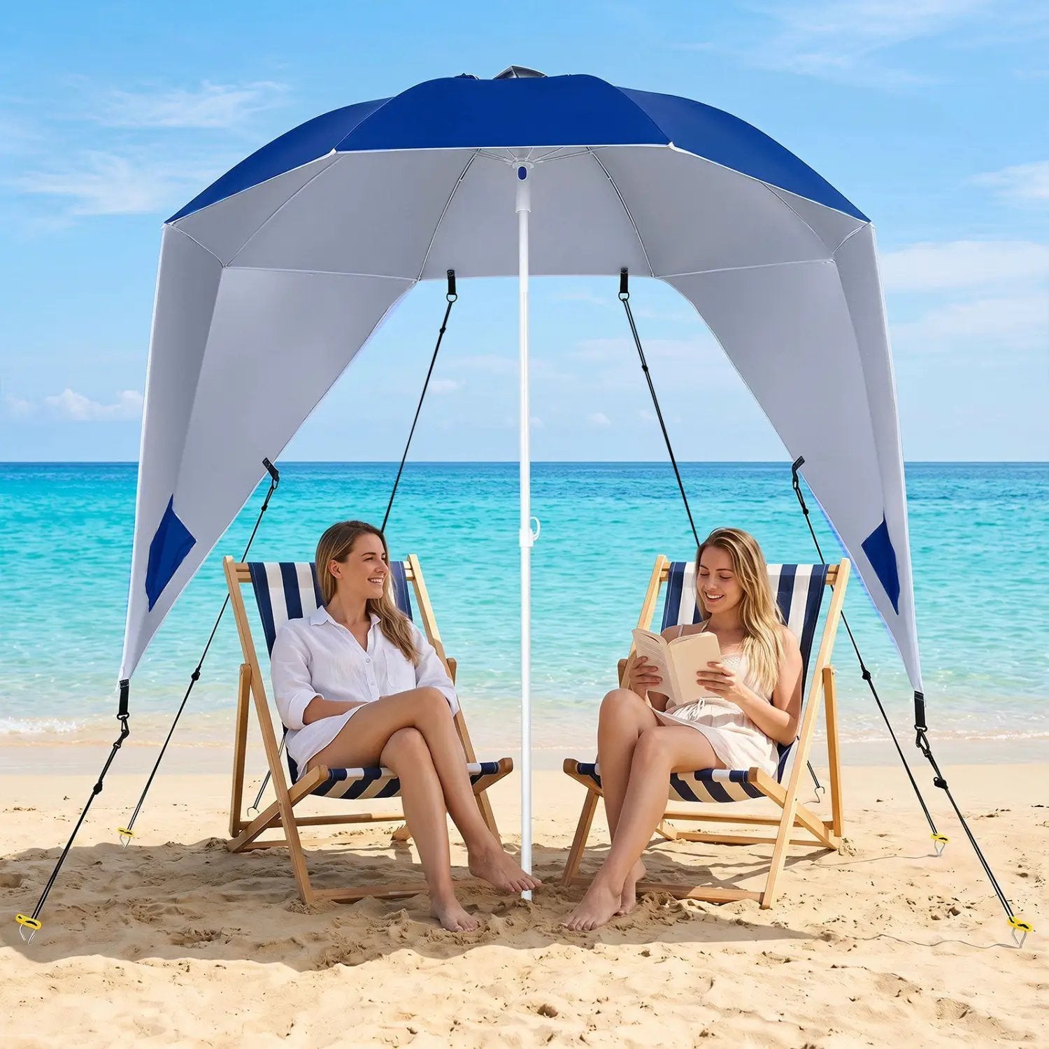 Beach Shelter Umbrella with Side Panels UPF 50+ 6.5 ft by DirectDeals