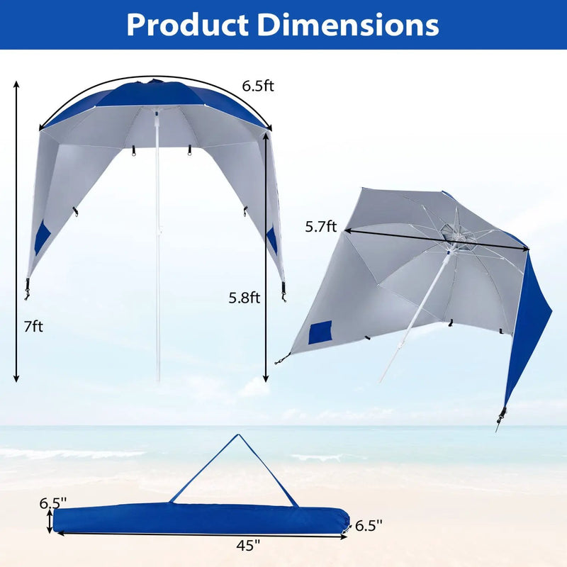 Beach Shelter Umbrella with Side Panels UPF 50+ 6.5 ft by DirectDeals