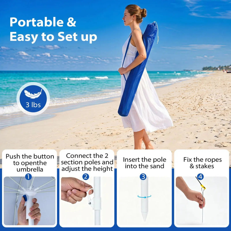 Beach Shelter Umbrella with Side Panels UPF 50+ 6.5 ft by DirectDeals