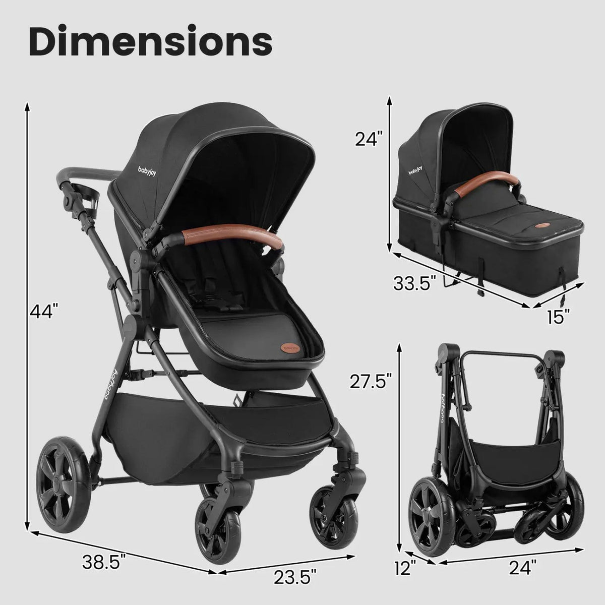 2-in-1 Convertible Baby Stroller with Car Seat Adapters by DirectDeals