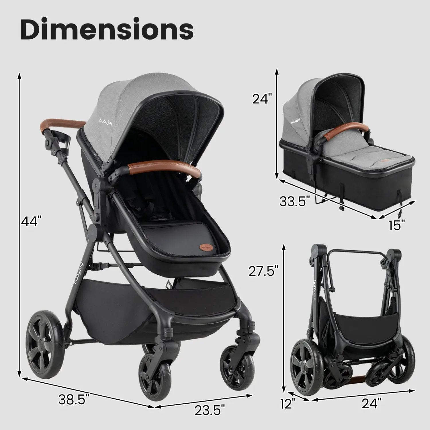 2-in-1 Convertible Baby Stroller with Car Seat Adapters by DirectDeals