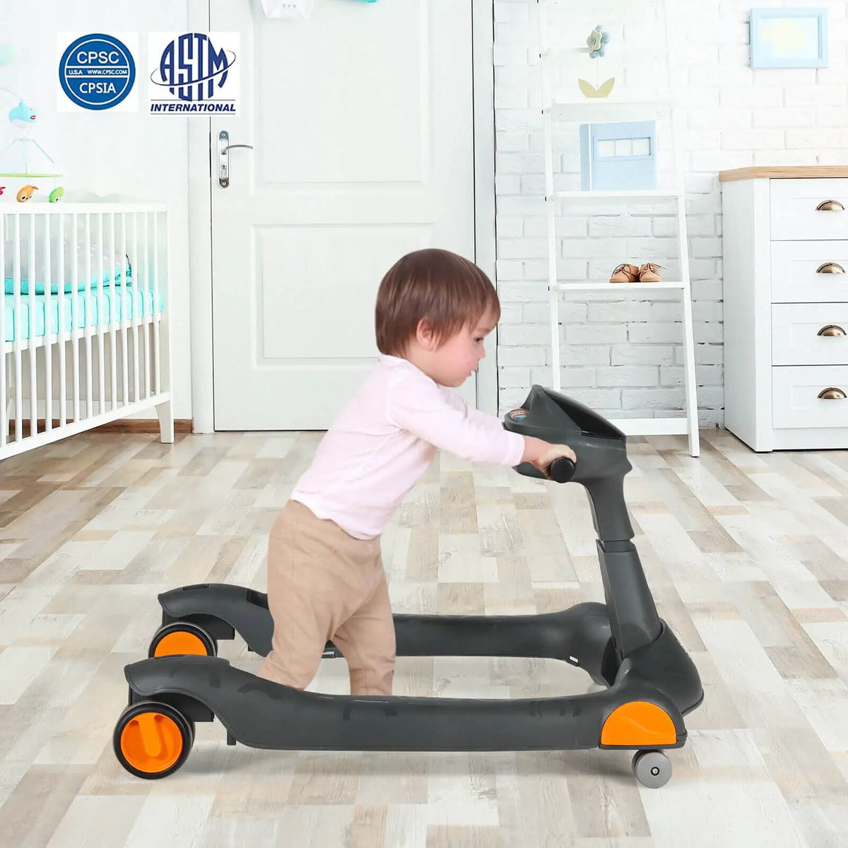 2-in-1 Foldable Activity Push Walker with Adjustable Height by DirectDeals