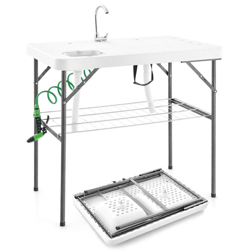 2-in-1 Folding Fish Cleaning Table-White by DirectDeals