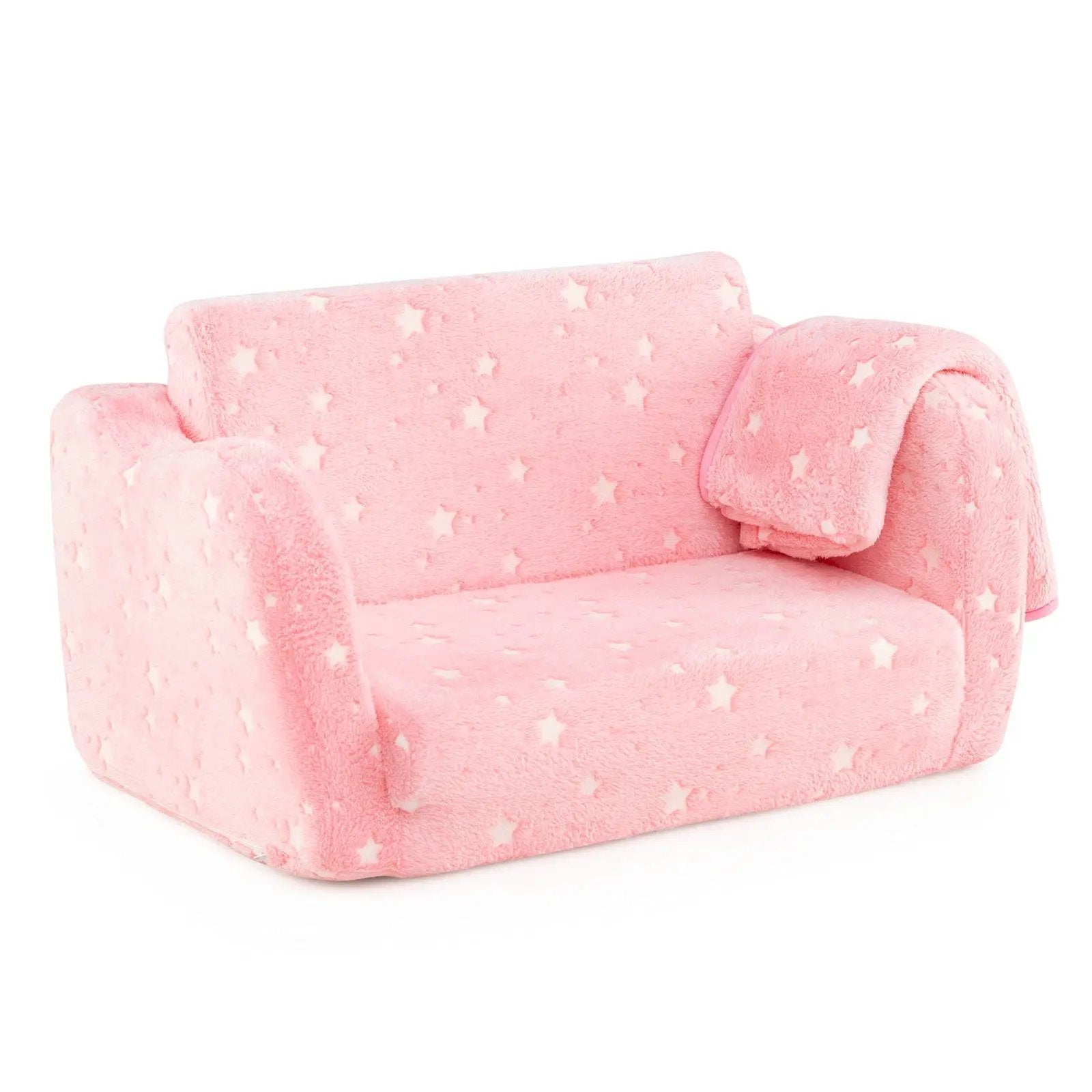 2-in-1 Folding Kids Couch with Blanket Glow in the Dark by DirectDeals