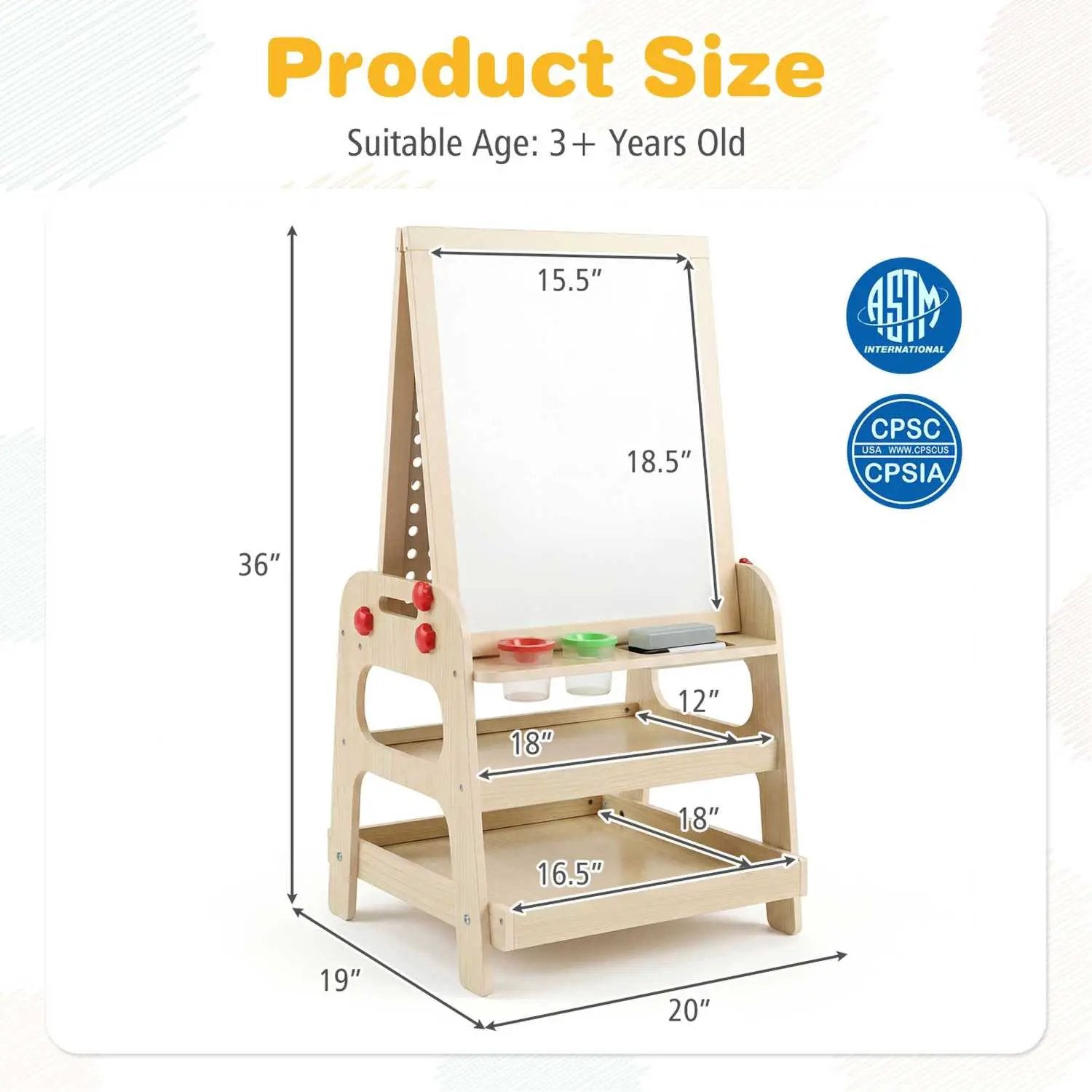 2-in-1 Kids Art Easel with Magnetic Whiteboard & Marble Run by DirectDeals