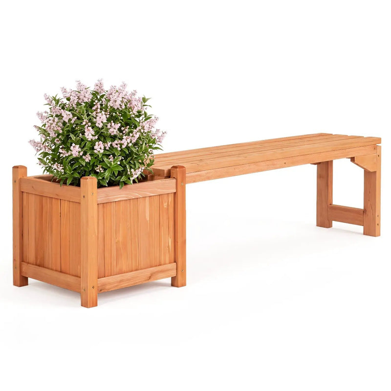 Outdoor Garden Bench with Raised Planter Box - Fir Wood by DirectDeals